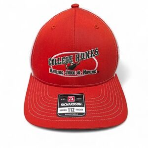 College Hunky Hauling Junk Moving Trucker Hat Richardson Orange Snapback